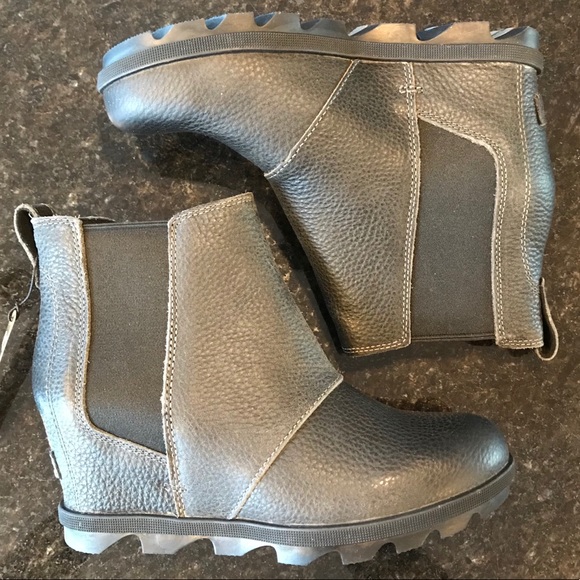 New Sorel Joan of Arctic Wedge II Chelsea Boots, Charcoal Grey Ankle Booties - Picture 4 of 16